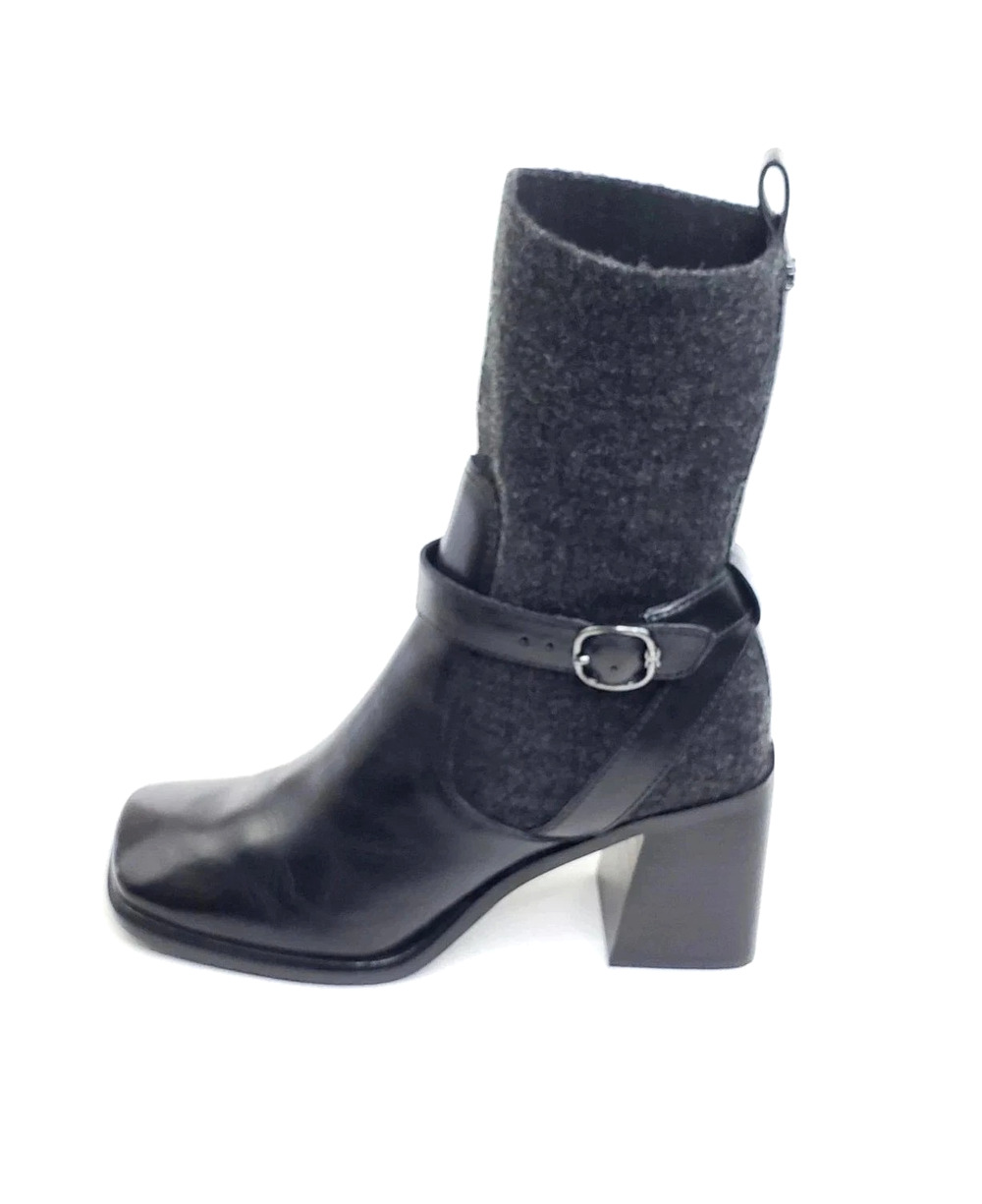 Sam Edelman Marci Womens Ankle Boots Black Leather Knit Pull On Size 7M